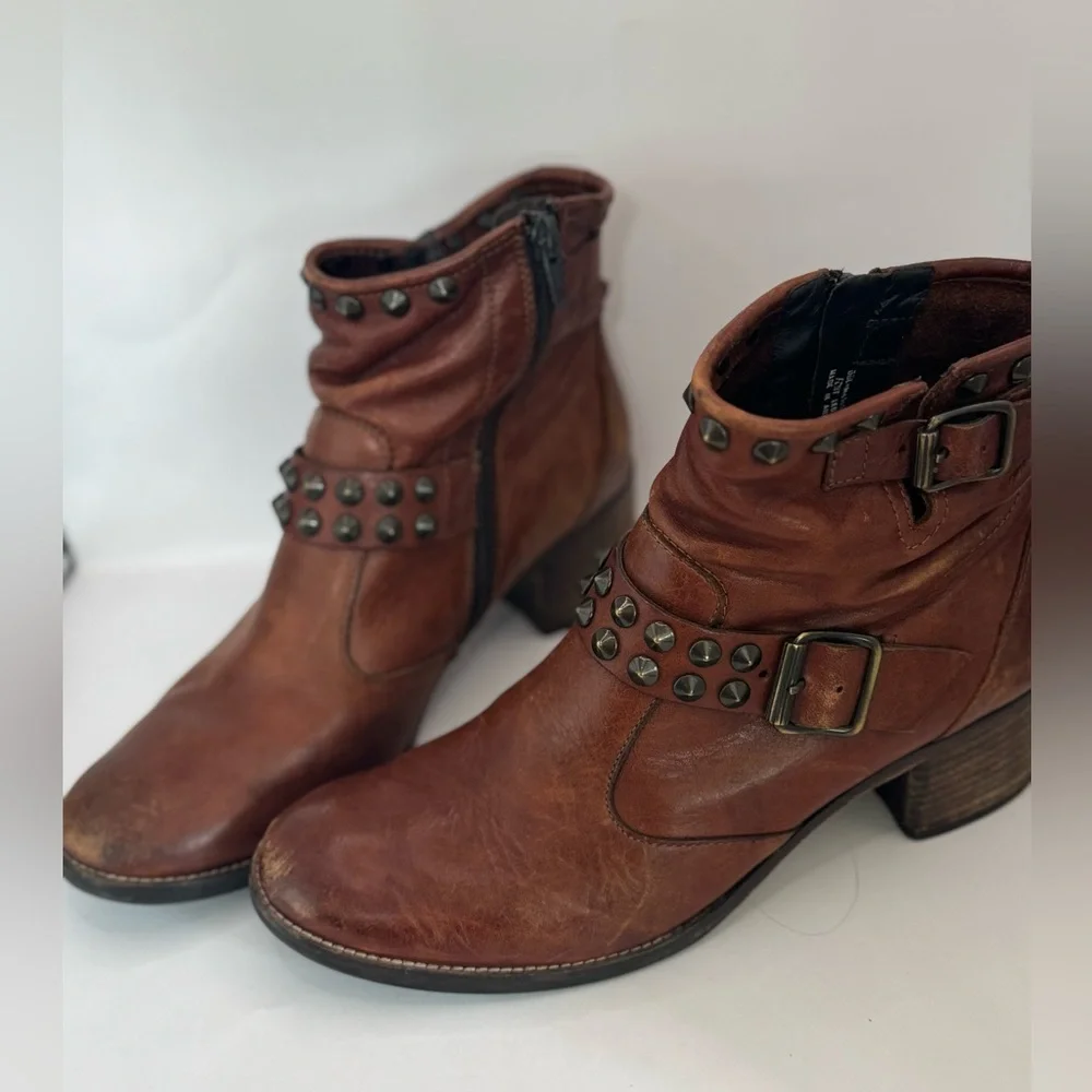 Paul Green Munchen Women’s US 6.5 Cowboy Western Style Brown Leather Ankle Boots